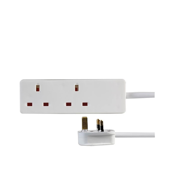 white 2 gang extension lead
