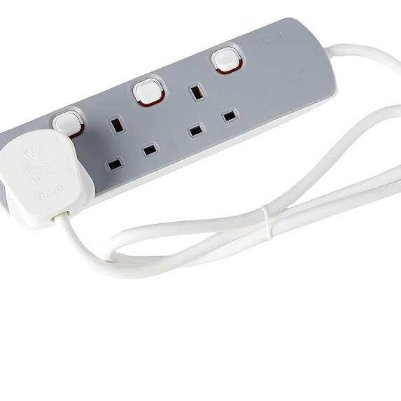 Grey 3 gang extension lead