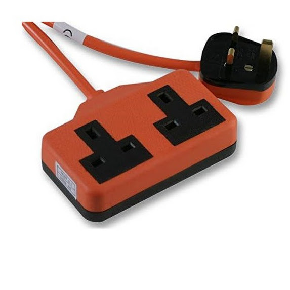 Orange 2 gang extension lead